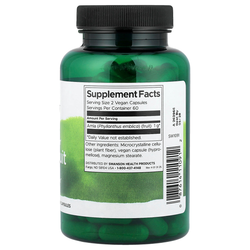 Swanson Vitamins, Full Spectrum®, плоды амлы, 120 веганских капсул (250 мг в 1 капсуле)