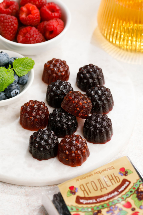 Мармелад Ягодень Ассорти / черника, смородина, малина / подложка / 165 г / ТМ Сибирский кедр