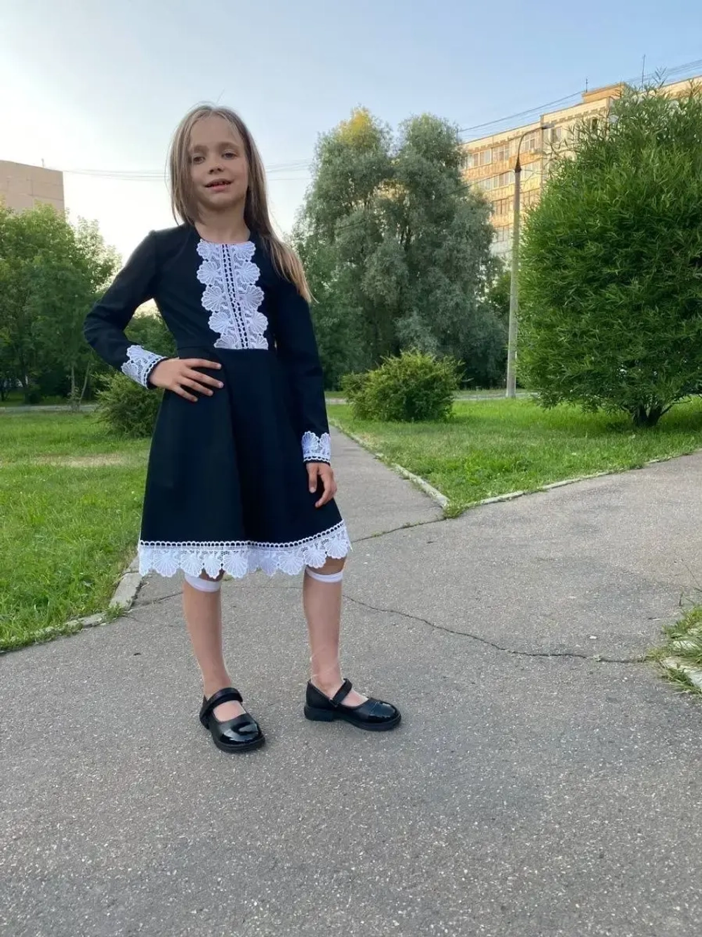Платье школьное с длинным рукавом