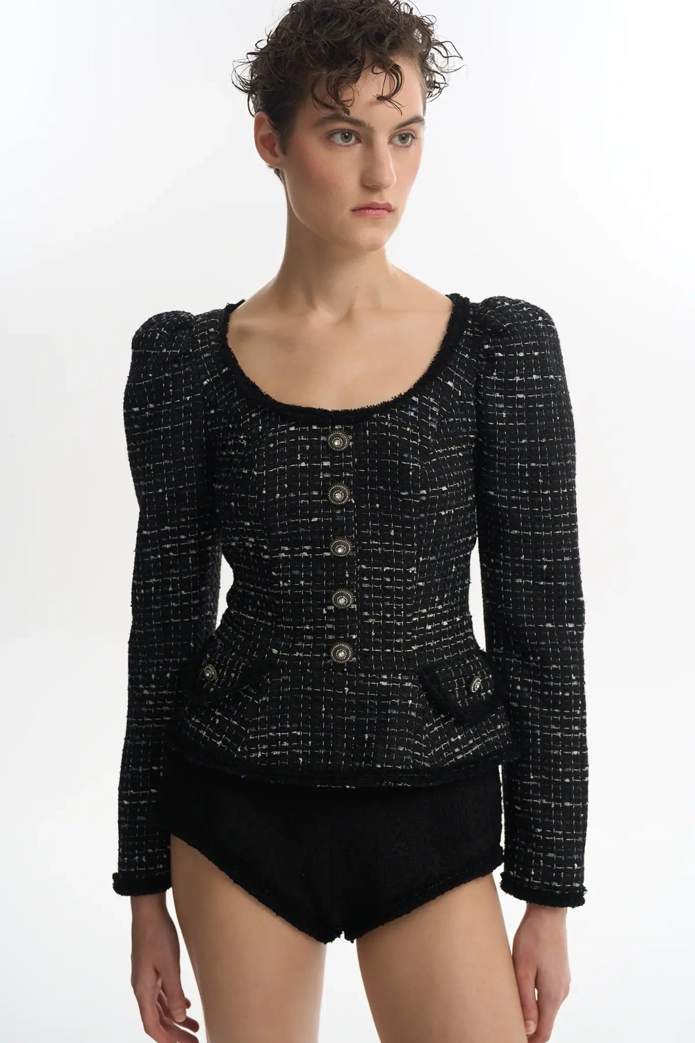 Жакет c U-образным вырезом меланж