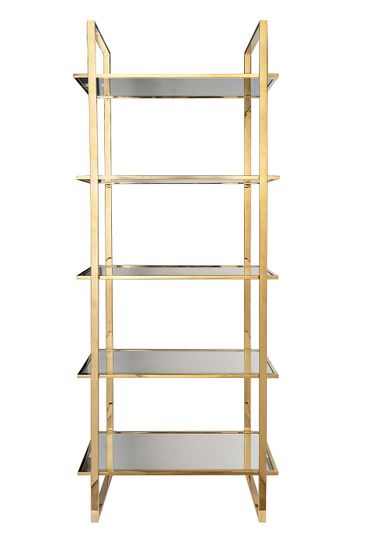 47ED-00401 Стеллаж прозр.стекло/золото 81*40*200см