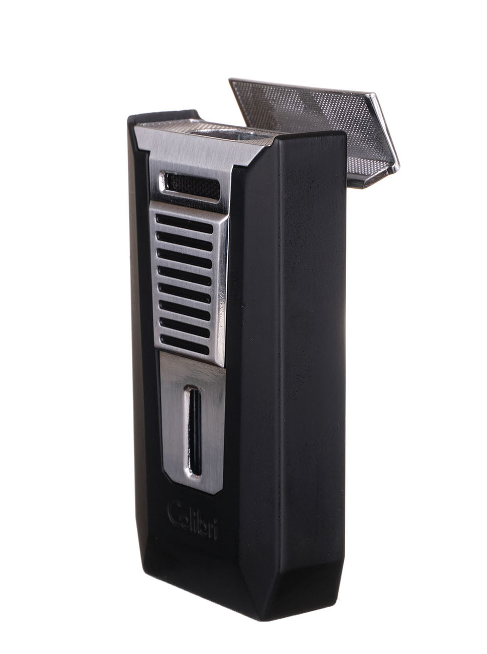 Зажигалка сигарная Colibri Slide (двойное пламя), черная-хром