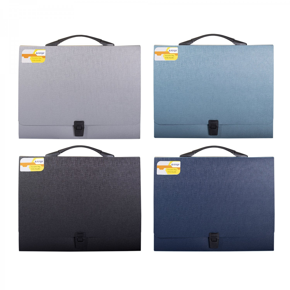 Папка-портфель на застежке Alingar, А4 360х265х40 мм, пластиковая, 800 мкм, ассорти, "Metallic"