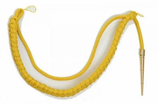 Аксельбант кадетский (солдатский) с 1 наконечником, "корейская нить" (золото)