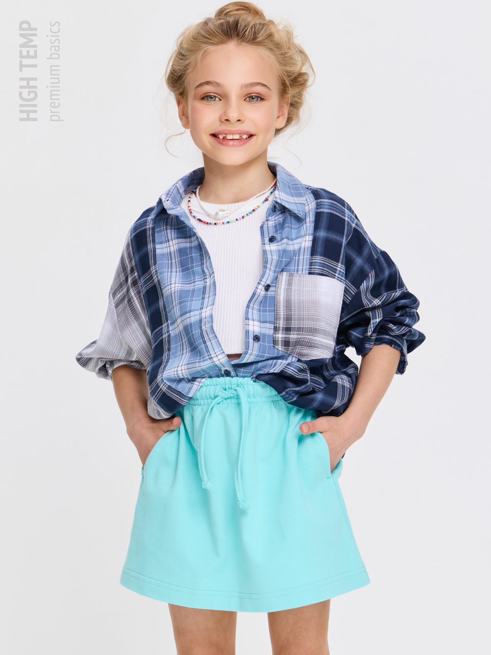 Мини юбка из футера с карманами