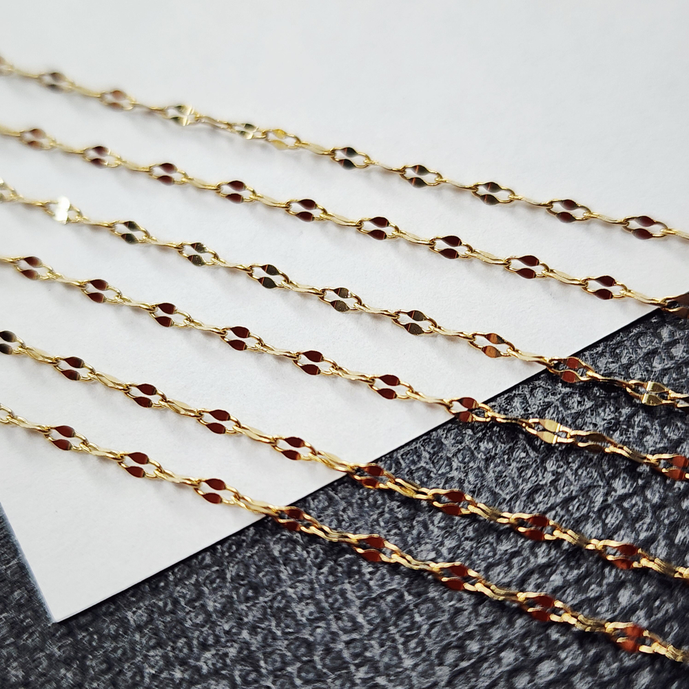 Цепочка, сталь, 2я позолота, р-р 3.5×1.5 мм, цена за отрезок 50 см