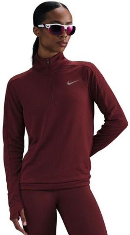 Женская теннисная футболка (dł. Рукава) Nike Dri-Fit Pacer 1/4-Zip - Коричневый