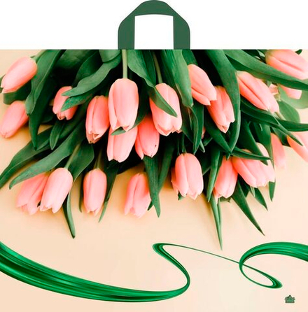 Пакет 50*60см (60мк) с петлевой ручкой "Райские тюльпаны" ПВД