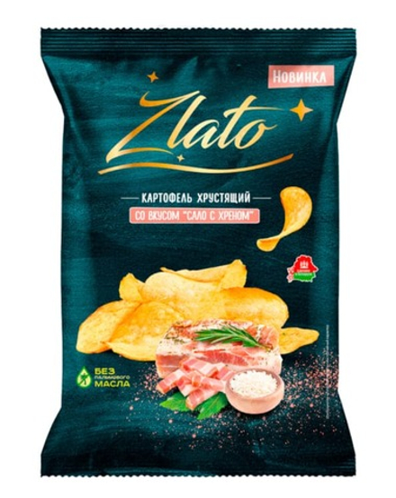 Картофель хрустящий "Zlato" 70г. Сало с хреном Мира