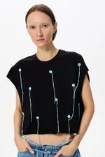 Топ Kraizy stripes Crochet Polka Dot черный