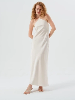 Платье макси с открытой спиной молочное