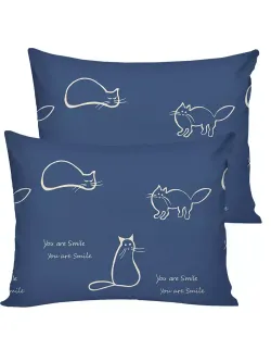 Постельное белье Полисатин Мечта "Котики" 2-спальное Наволочка 50х70 см 2 шт Простынь на резинке 160x200 см Пододеяльник 175x215 см