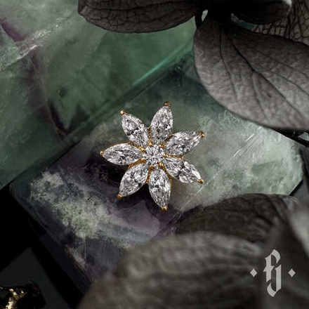 Накрутка "Comet" - Желтое золото - White CZ