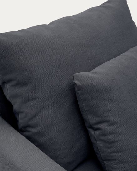 Кресло Nora со съемным чехлом и подушкой из льна и хлопка серо-антрацитовое 92 см Испания 