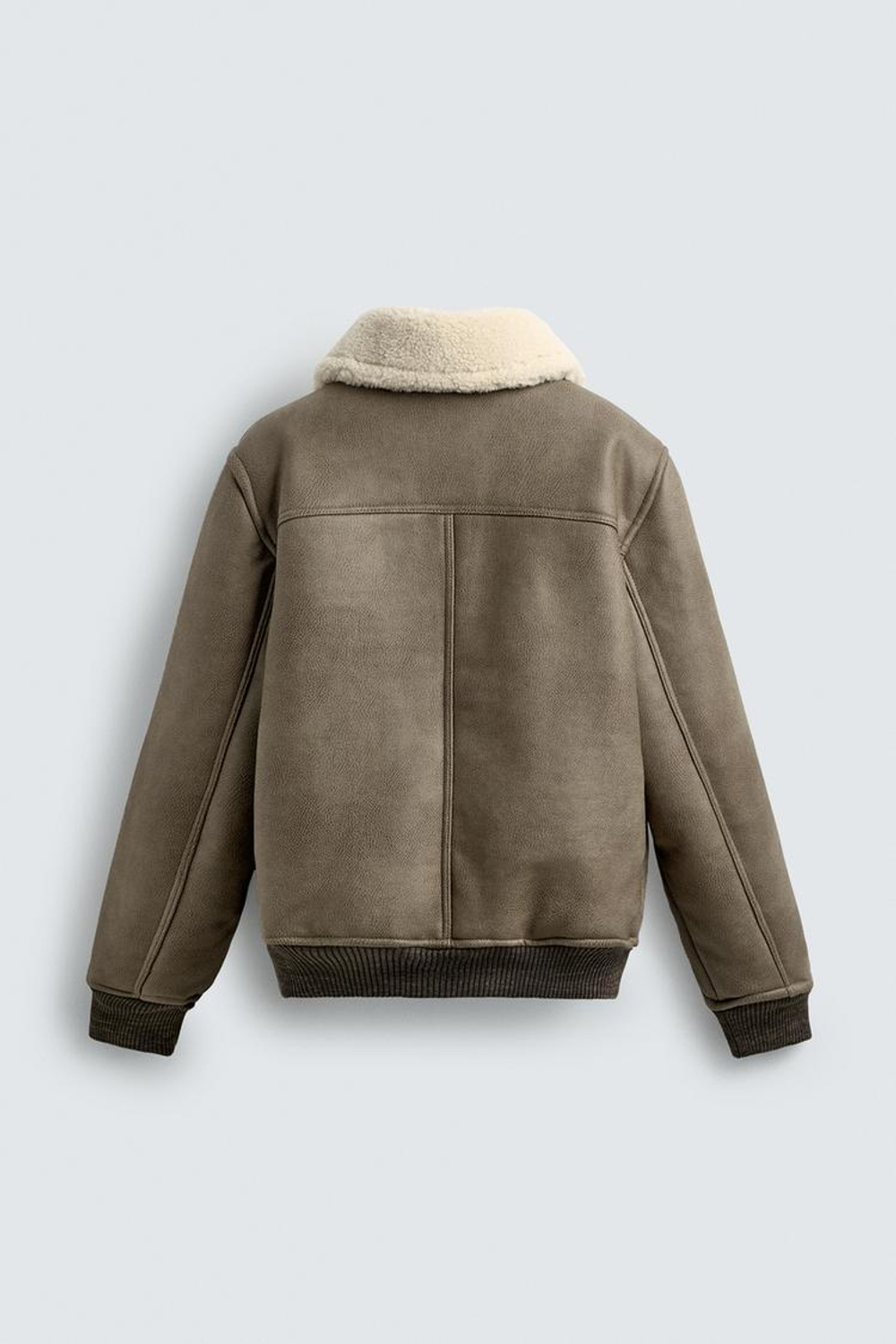 ZARA ДУБЛЕНКА ИЗ ИСКУССТВЕННОЙ КОЖИ, ХАКИ