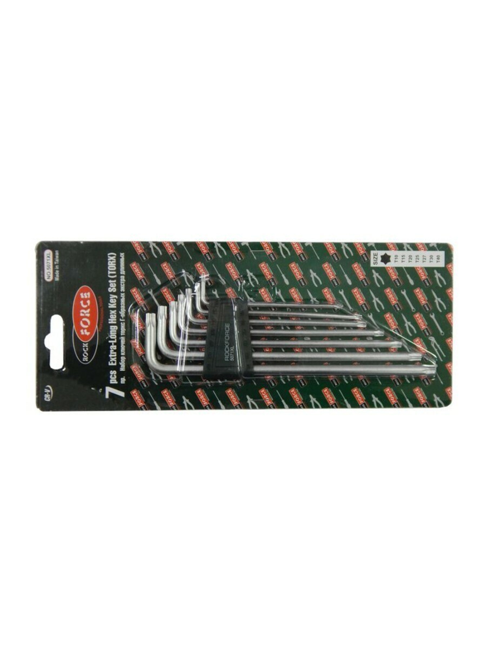 Набор ключей TORX Г-образных экстра длинных 7пр.(Т10,Т15,Т20,Т25,Т27,Т30,Т40) в пластиковом держателе RockForce##Rock FORCE RF-5071XL