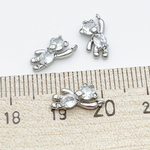 Подвеска Мишка (маленький!), родиевое покрытие, фианиты, размер 12*6 мм, цена за 1 шт