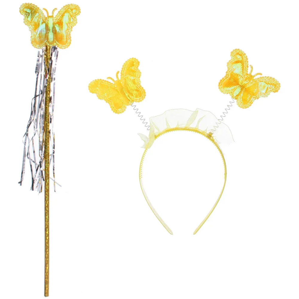 Карнавальный костюм «Волшебство» (юбка, ободок, волшебная палочка), Желтый