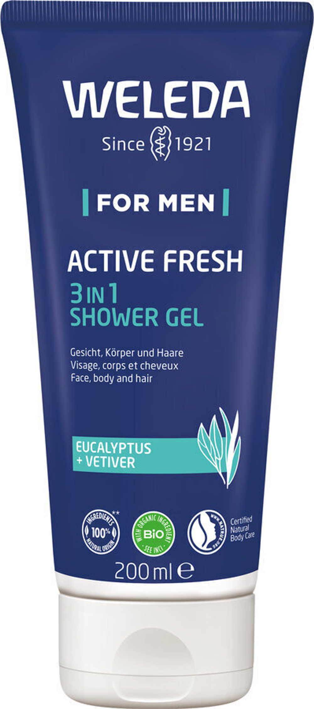 Мужской гель для душа 3 в 1 Active Fresh Weleda, 200 мл