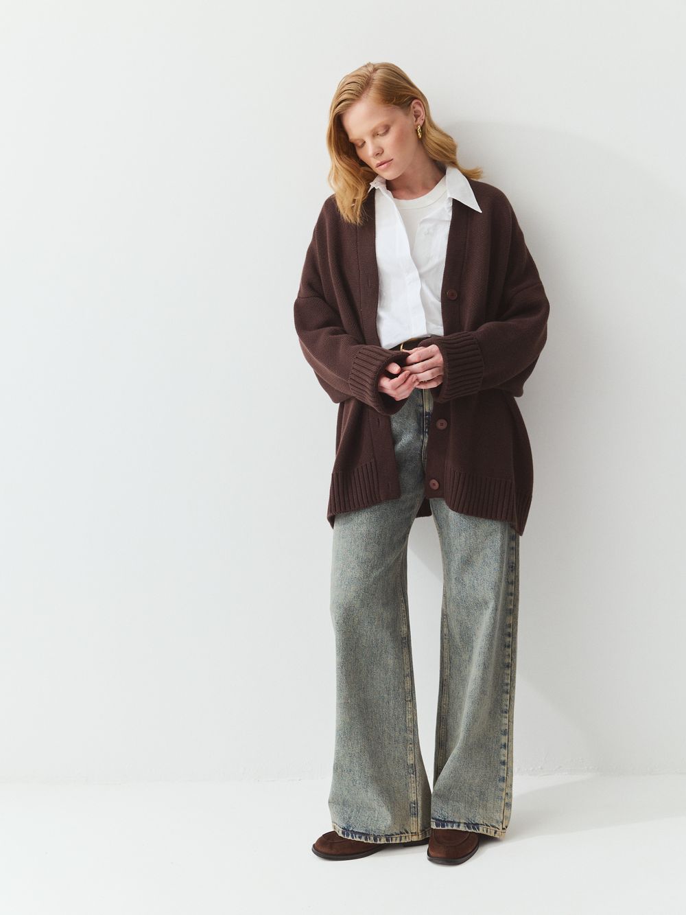 Кардиган вязаный "Кофе с корицей" женский