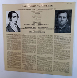 Винтажная виниловая пластинка LP Budapest Mav Symphony Orchestra, Geza Oberfrank Weber Overtures Вебер Увертюры (Венгрия 1981)
