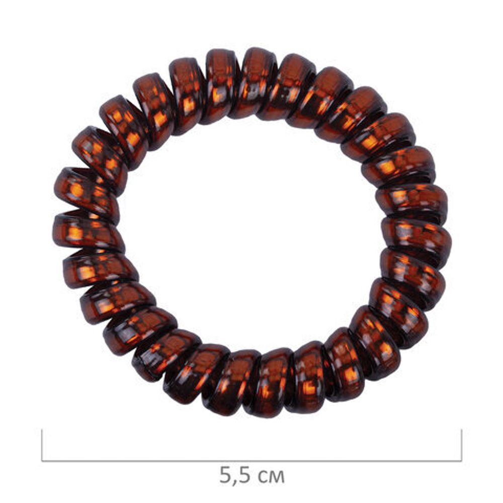 Резинки для волос НАБОР 3 шт., диаметр 5 см, пружинка, чёрный, серебристый, коричневый, MONTE VITA, 457057