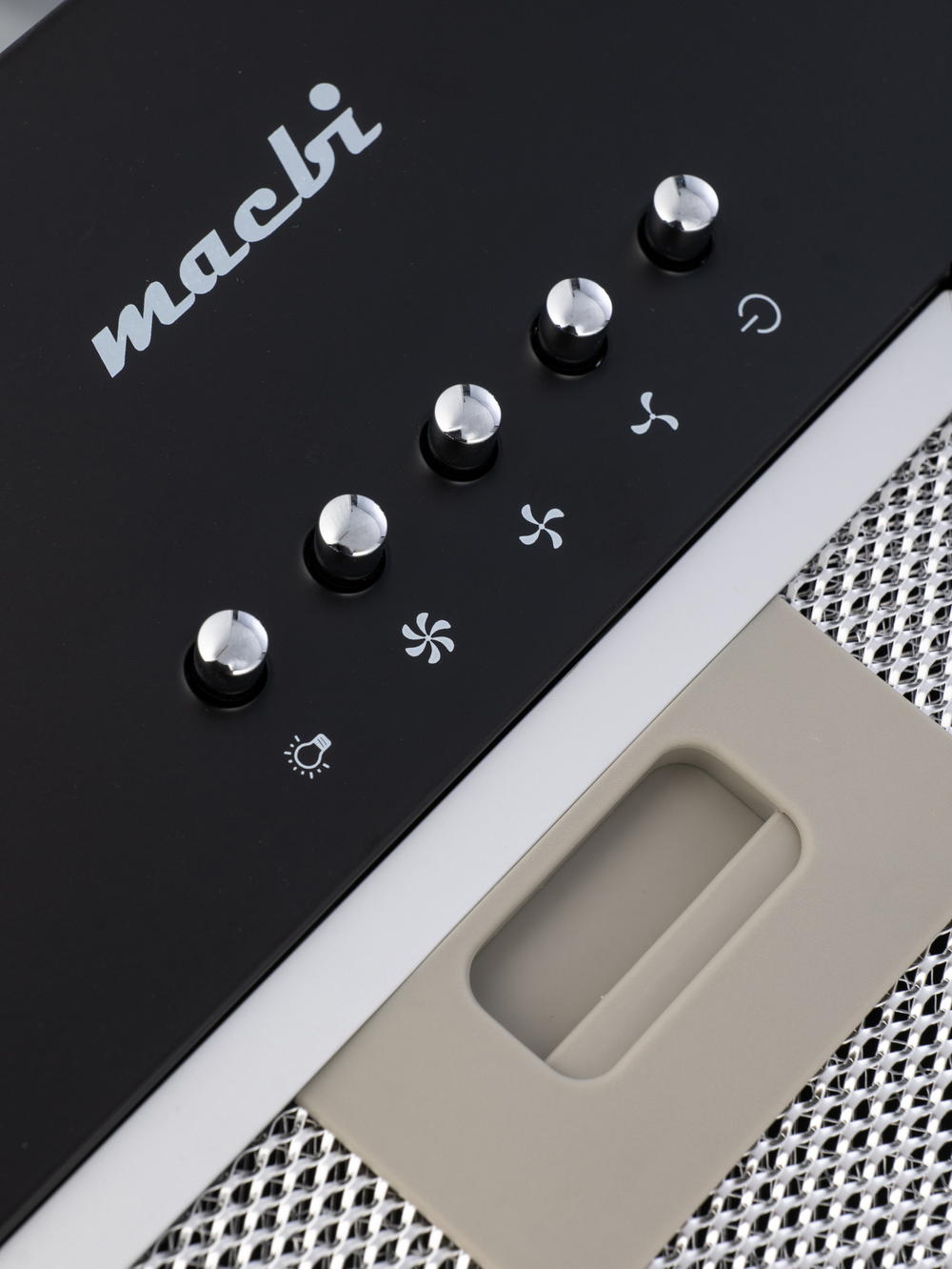 Вытяжка кухонная MACBI S-BOX-60A1 (BLACK) черный, D120мм, 850 м3/ч, полновстраиваемая, мотор 70Ватт, металл 60см, кнопочное управл.