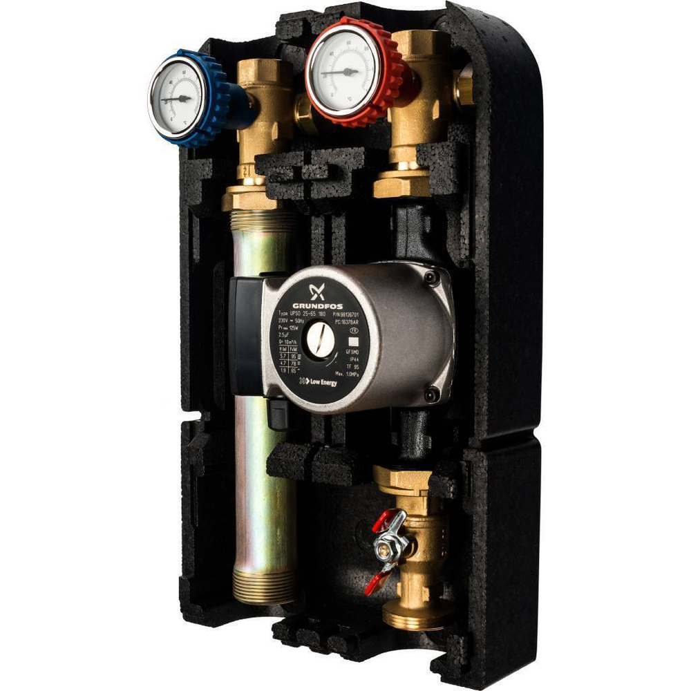 STOUT Насосная группа с прямым контуром 1" с насосом Grundfos UPSO 25-65 в теплоизоляции, 35kW[DT10°C]