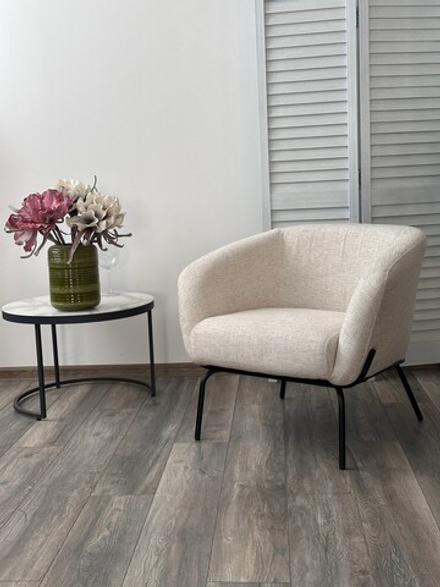 Кресло М-City DISAUR Харпер (Harper) Modica-040 Бежево-белый, ткань, Черный каркас