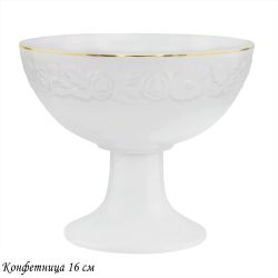 Lenardi 109-165 Конфетница 16см БЕЛАЯ РОЗА на ножке в под.уп.(х16)Фарфор