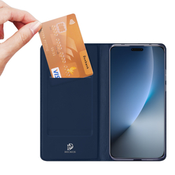 Чехол книжка синего цвета из кожи для Honor Magic 8 Pro, серия Skin Pro Series от Dux Ducis