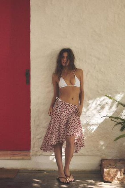 ZARA ЮБКА МИДИ С ПРИНТОМ, ЭКРЮ/КРАСНЫЙ