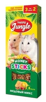 Лакомство для грызунов Happy Jungle 90г Микс 3 вкуса для крупных грызунов