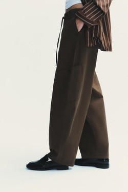 ZARA БРЮКИ-БАЛЛОНЫ КАРГО, КОРИЧНЕВЫЙ