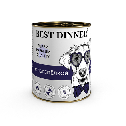 BEST DINNER Консервы для собак и щенков с шести месяцев перепелка 0,34 кг