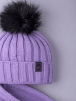 Шапка детская зимняя вязаная с помпоном и снуд