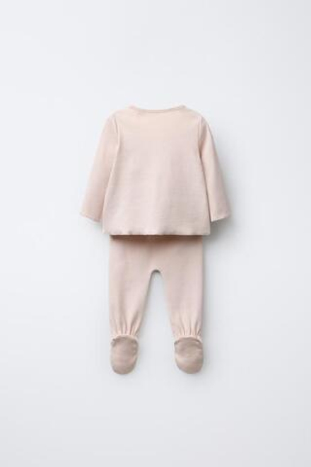 ZARA КОМПЛЕКТ ДЛЯ НОВОРОЖДЕННОГО И СУМОЧКА, БЕЖЕВО-РОЗОВЫЙ