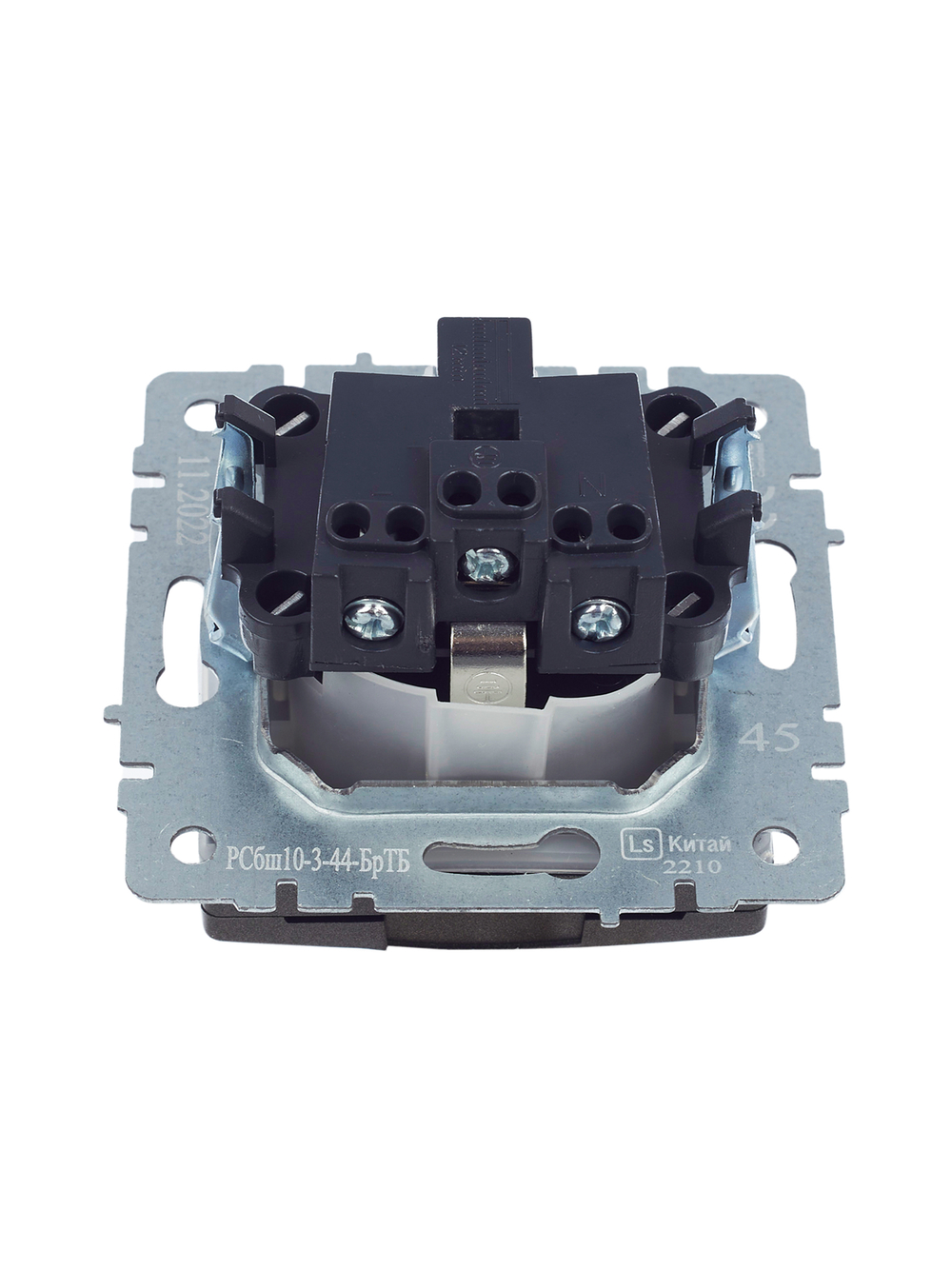 BRITE Розетка 1-местная с заземлением с защитными шторками и крышкой 16А IP44 РСбш10-3-44-БрТБ темная бронза IEK