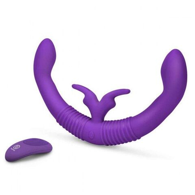 Фиолетовый двусторонний вибратор Together - 35,6 см. (Цвет: фиолетовый)