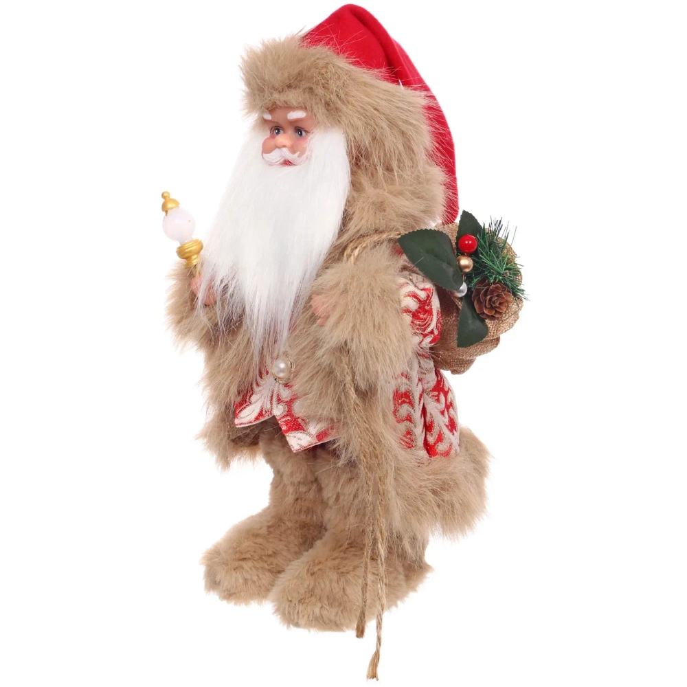 Дед Мороз - Лесовичок «Лесной гость» 30 см, Красный/бежевый