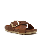Шлепанцы кожаные siena big buckle leoi Birkenstock - коричневый(1020165)