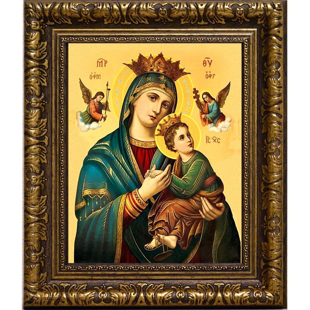 Всепомогающая ("Неустанной помощи") Страстная икона Божьей Матери на холсте.