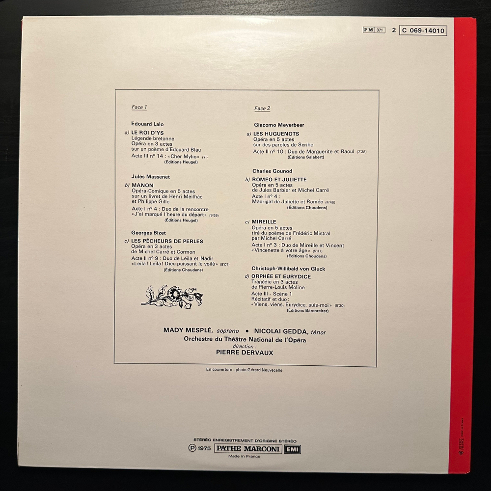 Мади Меспле, Николай Гедда- Французские оперные дуэты (Франция 1975г.)