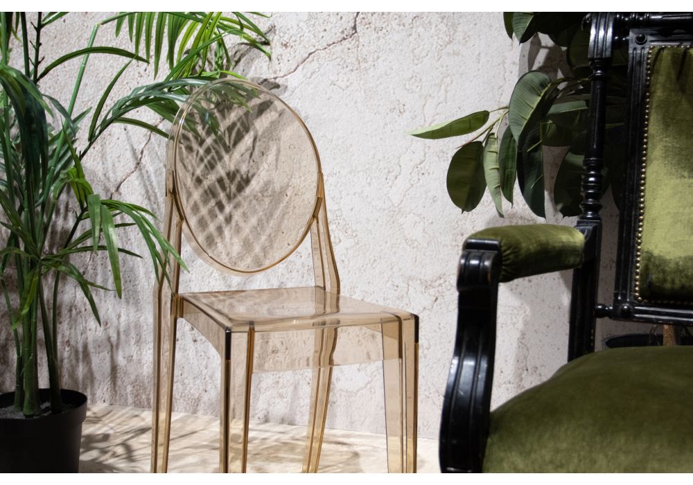 Пластиковый стул Victoria clear brown