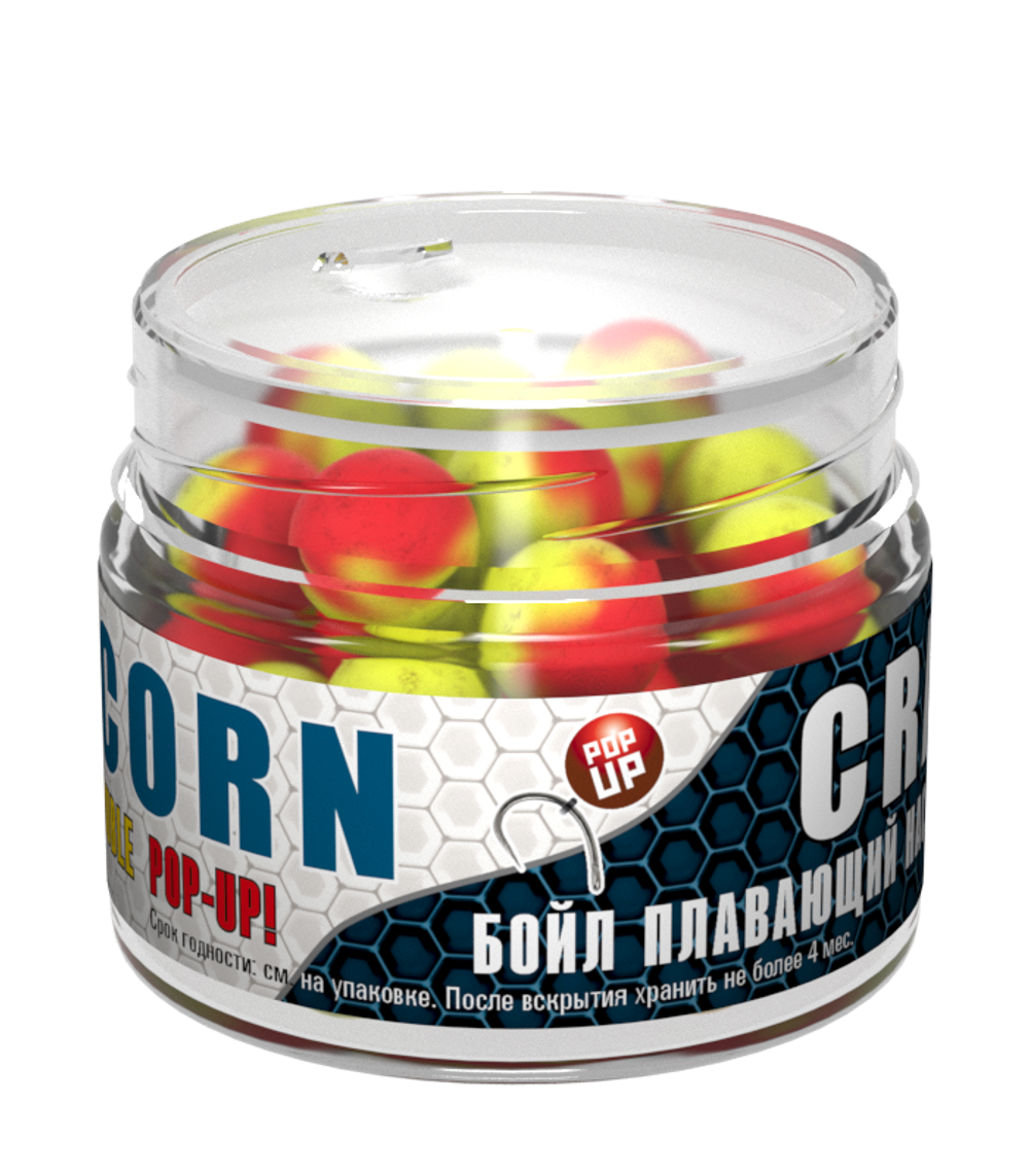Бойлы насад. плав. двух цв. Sonik Baits CORN-CRAB Fluo Pop-ups 14мм 90мл