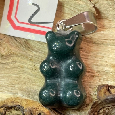 36940 Агат моховой Кулон Мишка 10*17мм