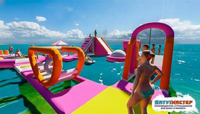 Надувной аквапарк «Морская звезда» с горками 22×20×4 м
