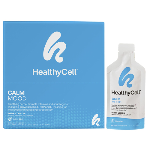 HealthyCell, Calm Mood, гель с ягодным вкусом и лимоном, 30 пакетиков по 25 мл (0,84 жидк. унции)