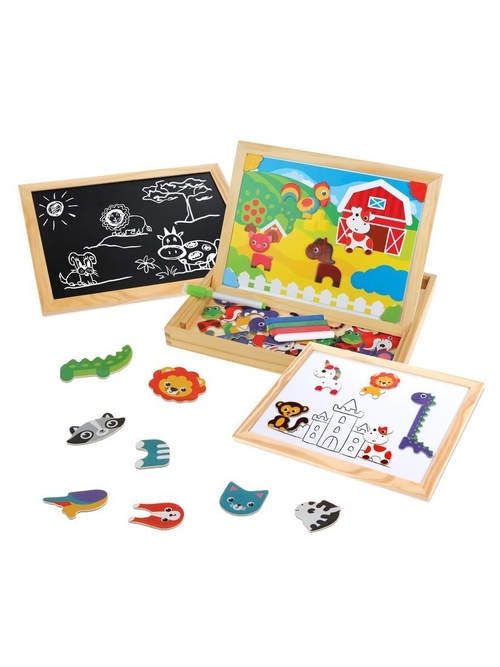 Бизи-чемоданчик ЖИВОТНЫЕ доска для рисования,меловая ,фиг. на магнитах