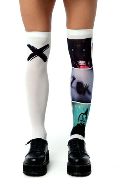 Белые гольфы с пугающим принтом (Цвет: белый)